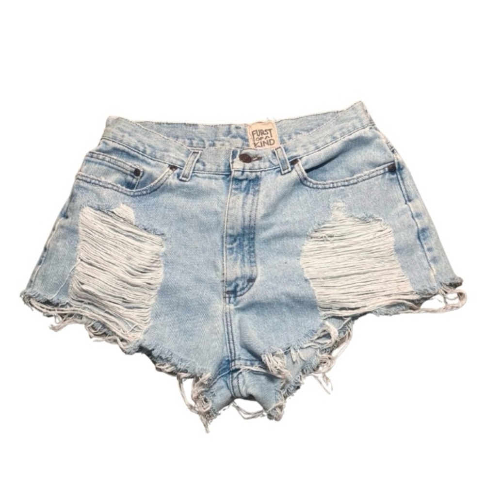 Furst of a Kind Blue Distressed Denim Shorts